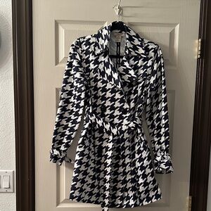 Vertigo Paris Houndstooth Belted Trench Jacket M Minor Flaws